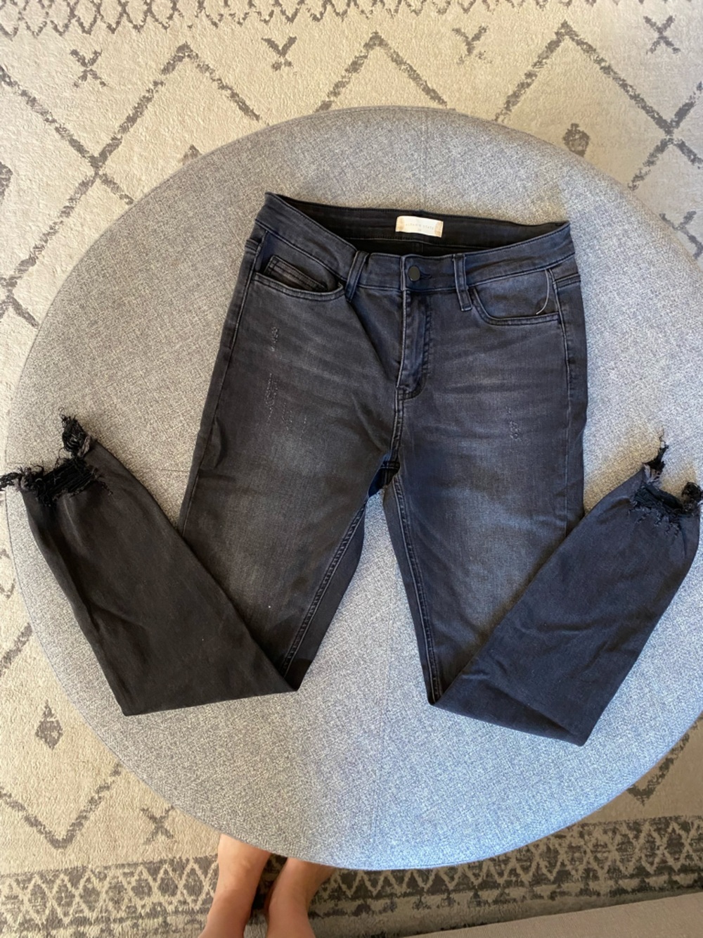 Altar'd State Black Distressed Fringe Hem Skinny Jeans